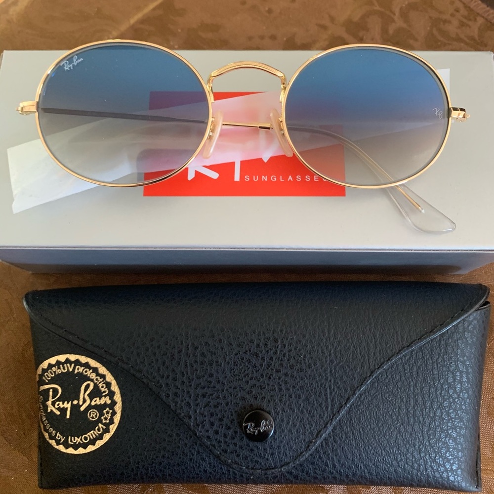 Ray-Ban RB3547N Oval Sunglasses 001/3F Gold Frame